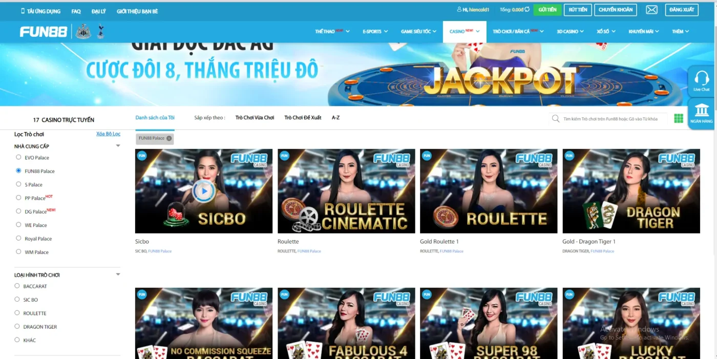 Casino Online Fun88: Cực Hấp Dẫn Với Đầy Đủ Những Chương Trình Ưu Đãi